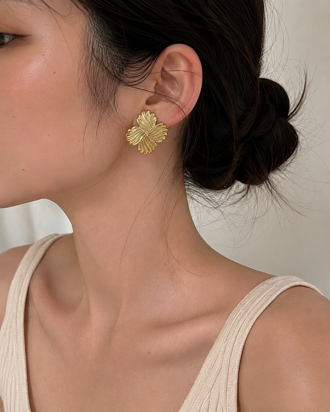 Vintage Givenchy Gold Tone Swirl Clips On Earrings