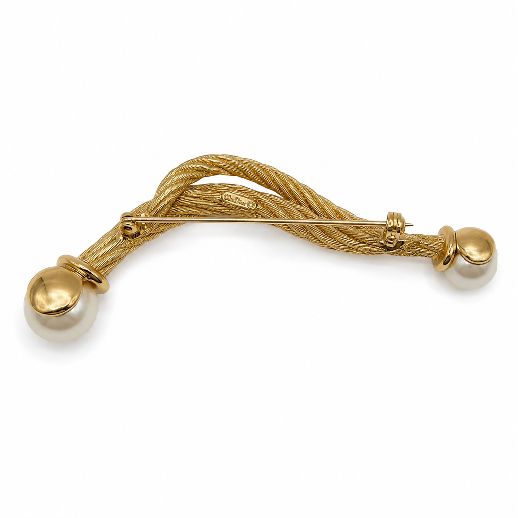 Vintage Christian Dior Faux Pearl Rope Brooch