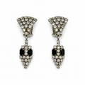 Vintage Christian Dior Rhinestone Dangle Clips On Earrings