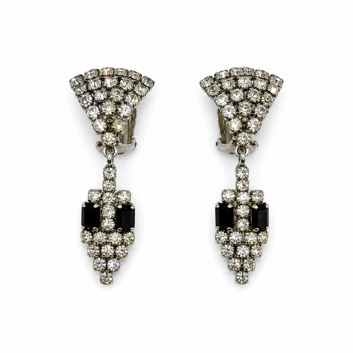 Vintage Christian Dior Rhinestone Dangle Clips On Earrings