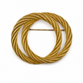 Vintage Christian Dior Rope Double Circle Gold Tone Brooch
