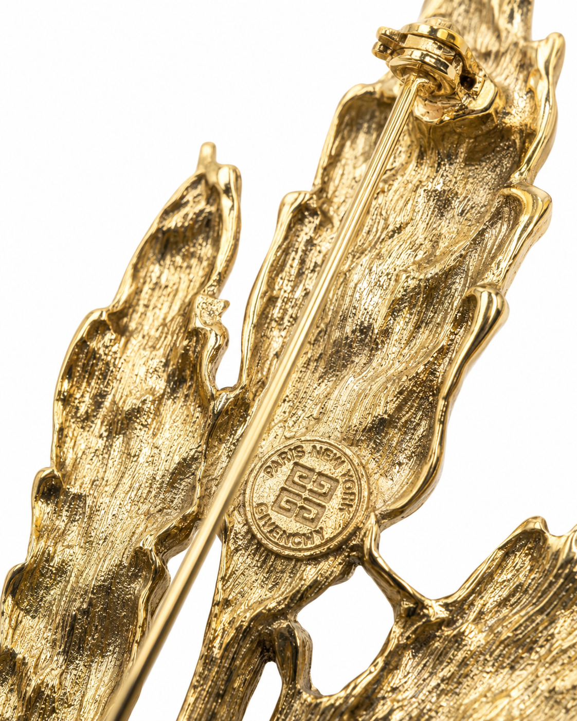 Vintage Givenchy Gold Tone Leaf Brooch Pin