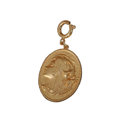 Art Nouveau Lady Cameo Style Charm Pendant
