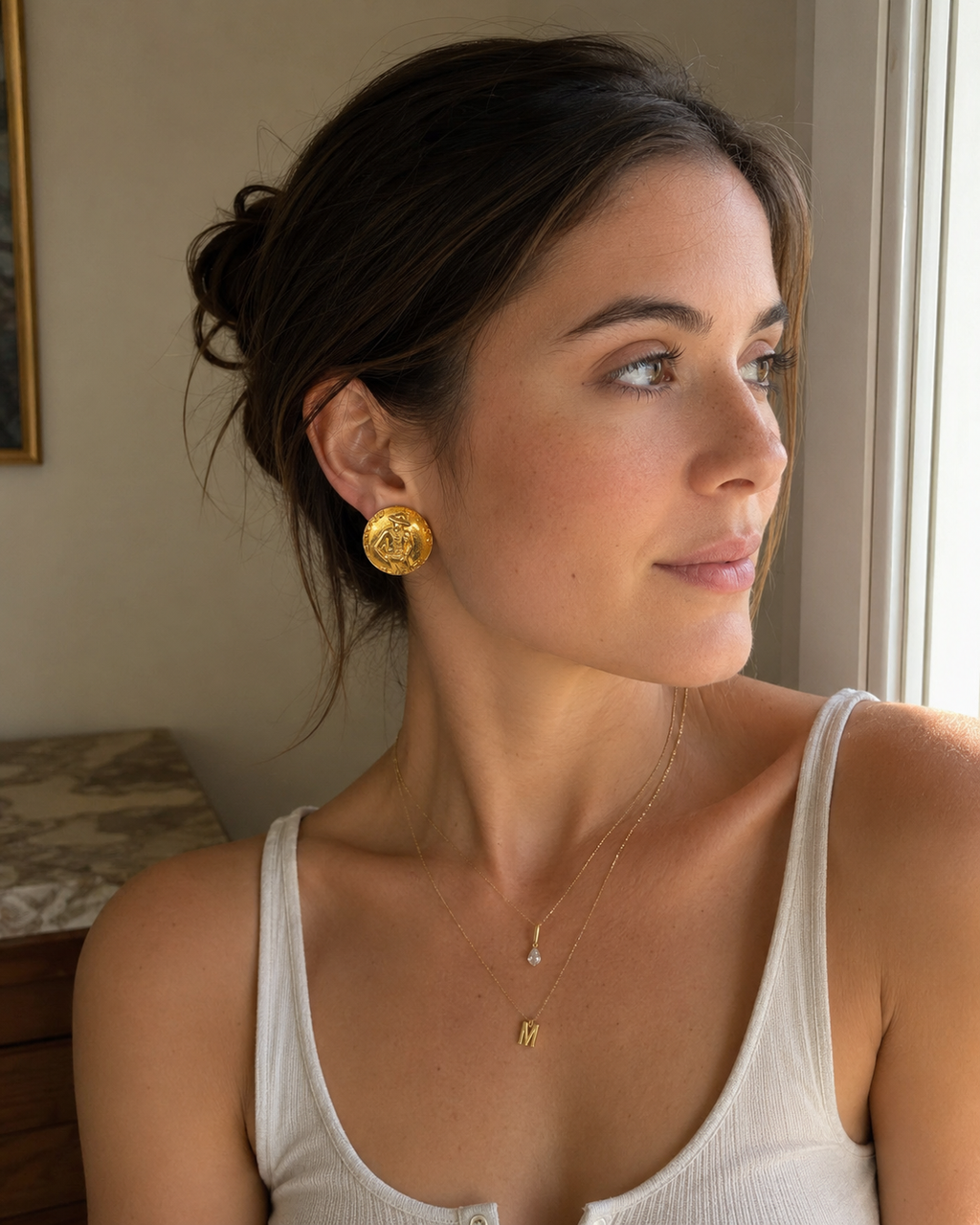 Vintage Chanel Miss Coco Gold Tone Clips On Earrings