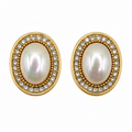 Vintage Christian Dior Faux Pearl Oval Clips On Earrings