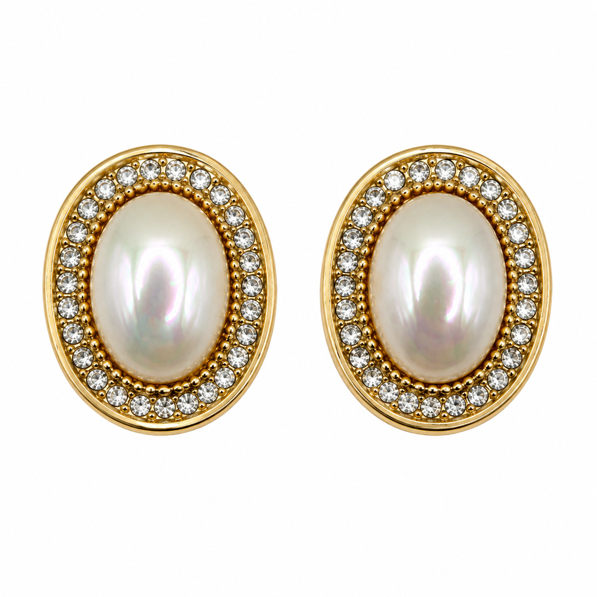 Vintage Christian Dior Faux Pearl Oval Clips On Earrings