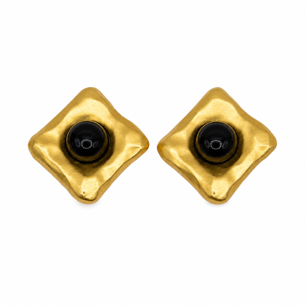 Vintage Karl Lagerfeld Gold Tone Square Clips On Earrings