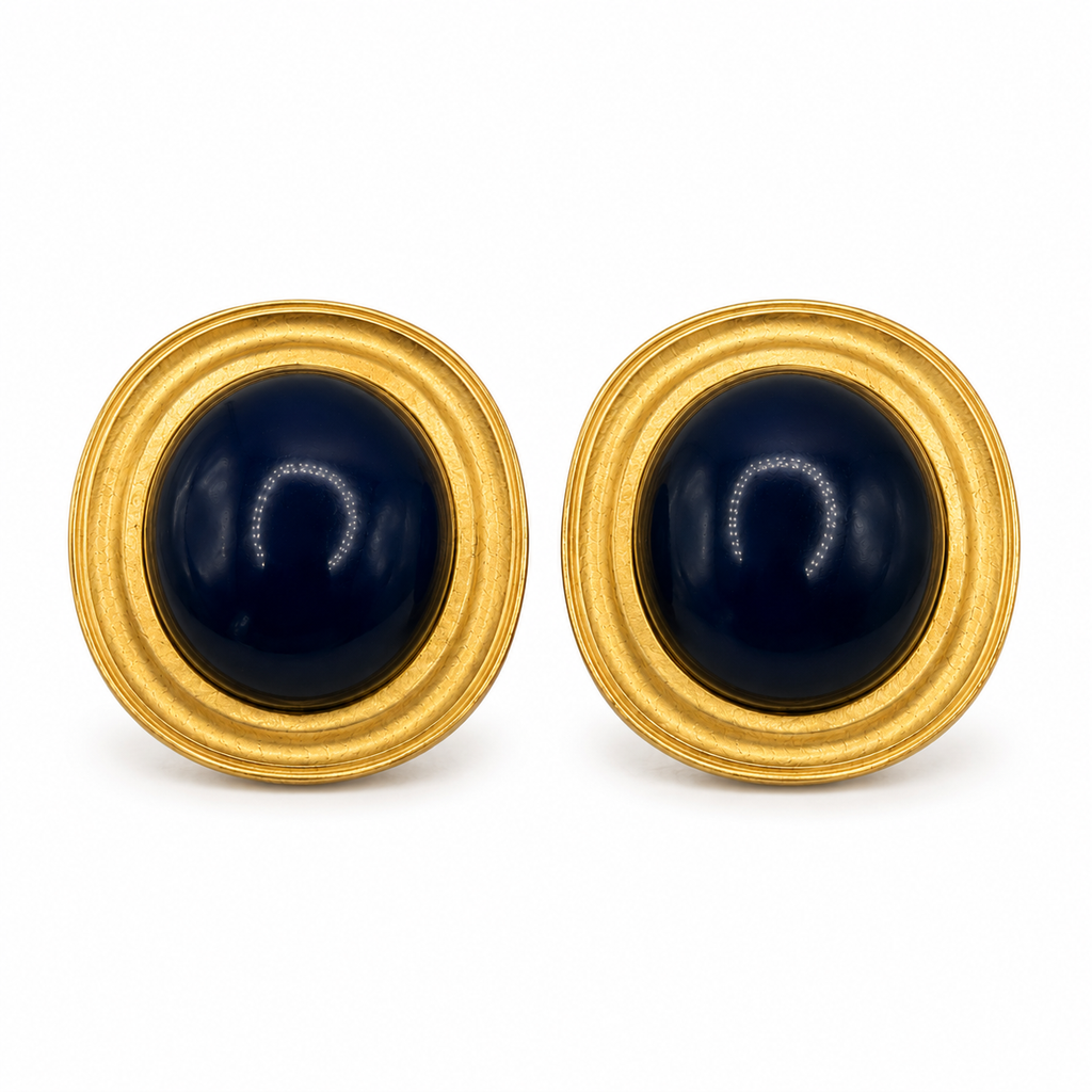 Vintage YSL Dark Blue Jelly Clips On Earrings
