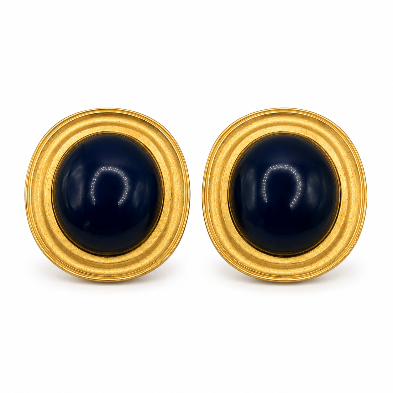 Vintage YSL Dark Blue Jelly Clips On Earrings