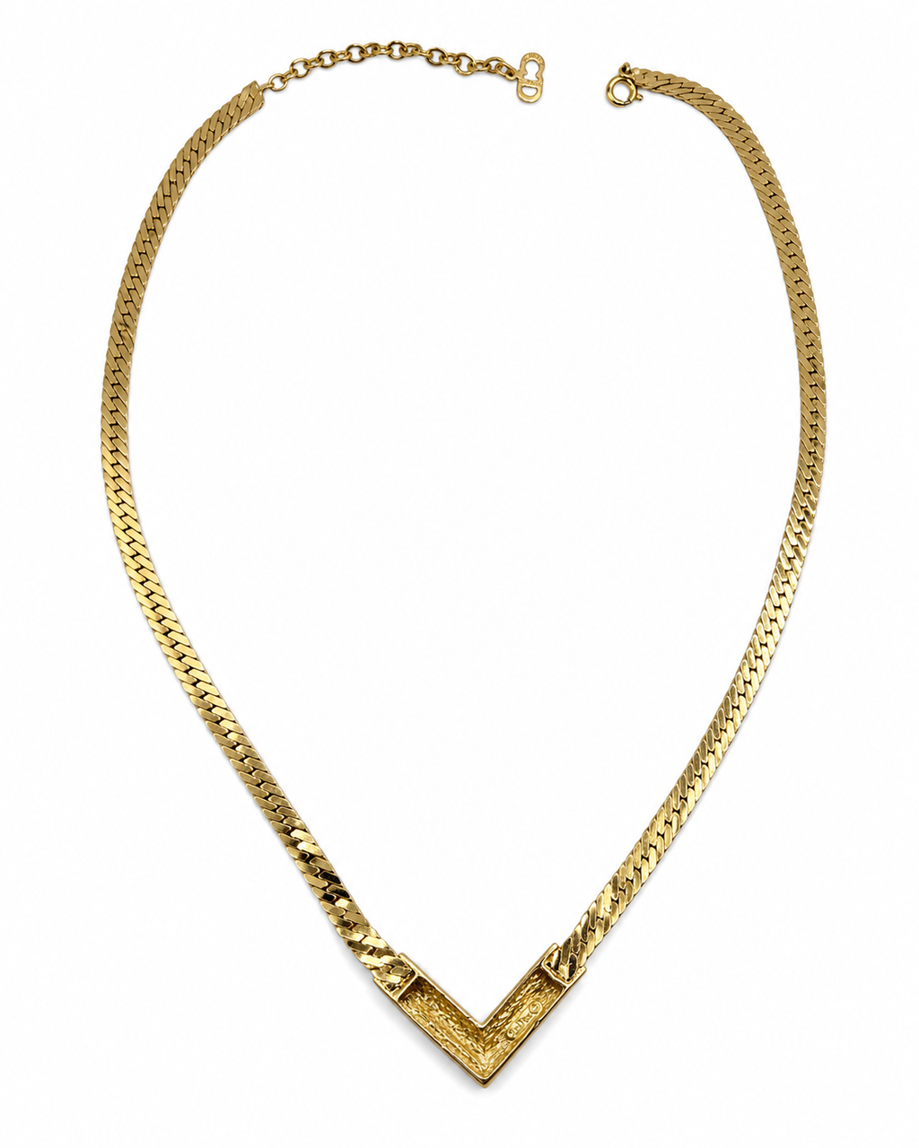Vintage Christian Dior Germany V-Shape Gold Tone Necklace