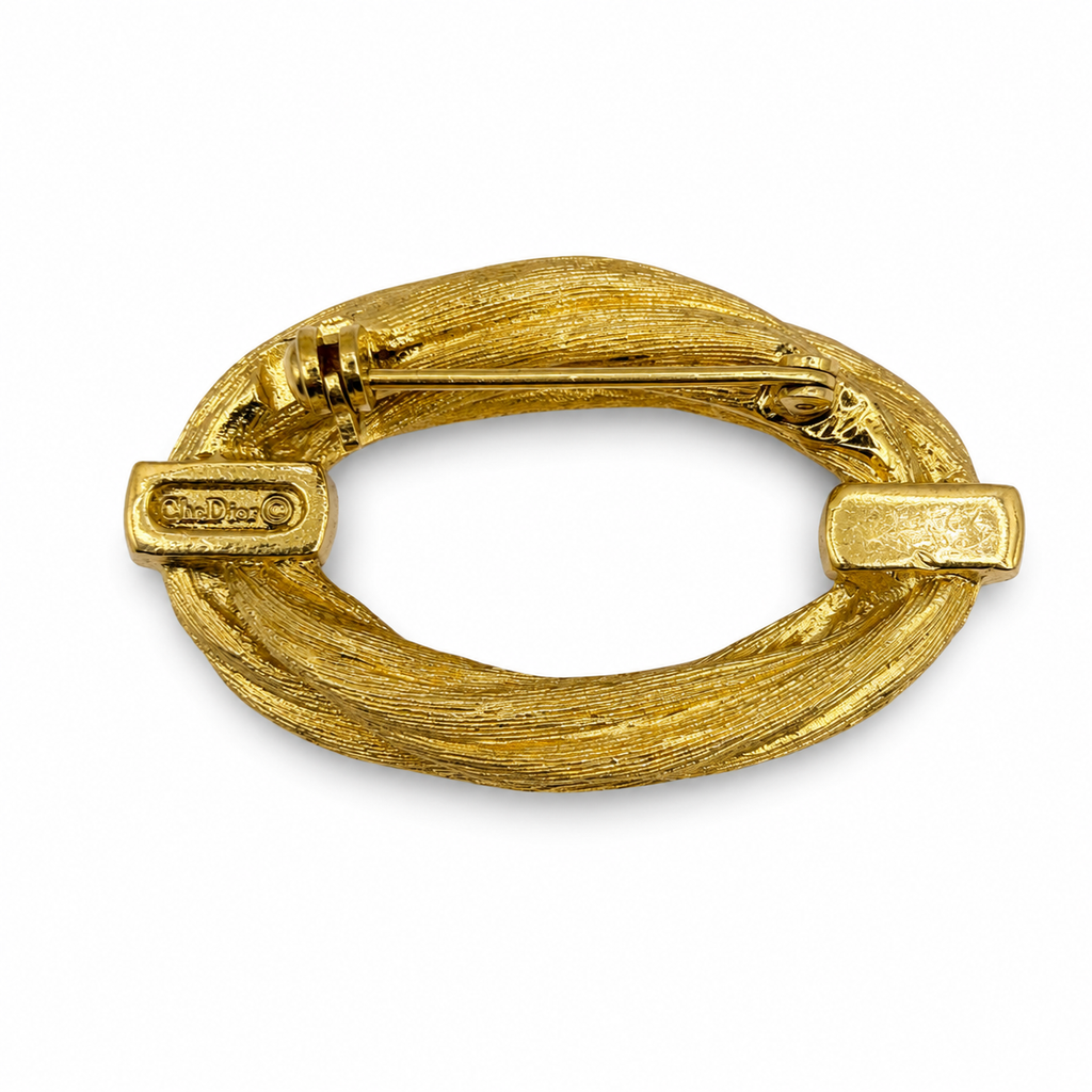 Vintage Christian Dior Rope Gold Tone Brooch