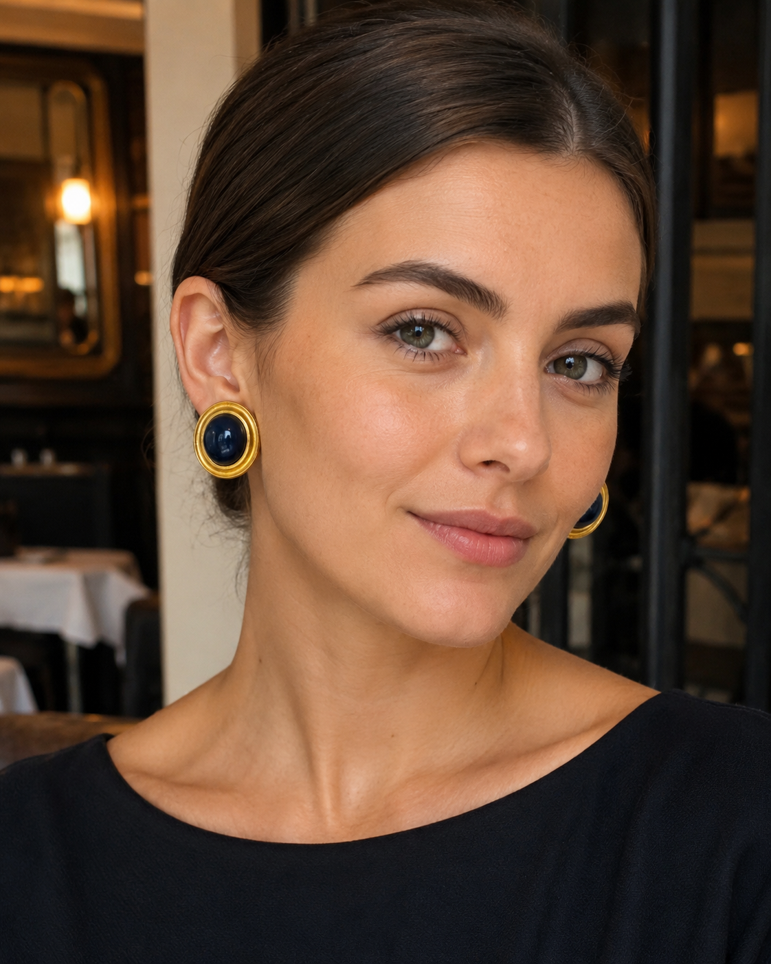 Vintage YSL Dark Blue Jelly Clips On Earrings