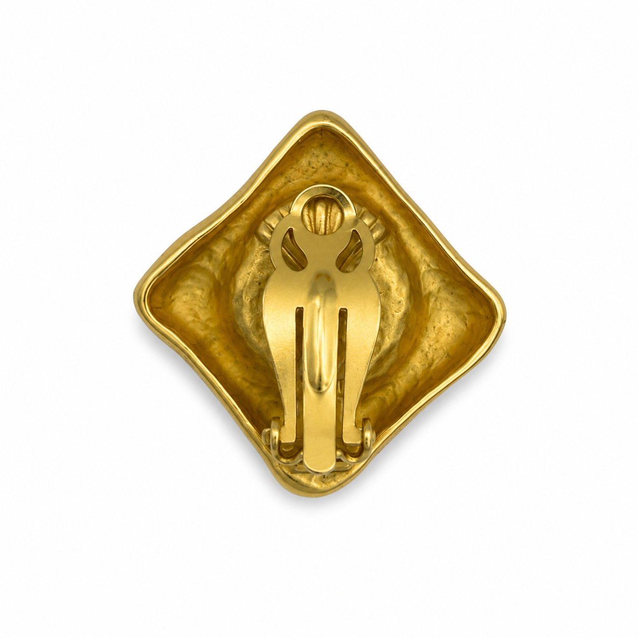 Vintage Karl Lagerfeld Gold Tone Square Clips On Earrings