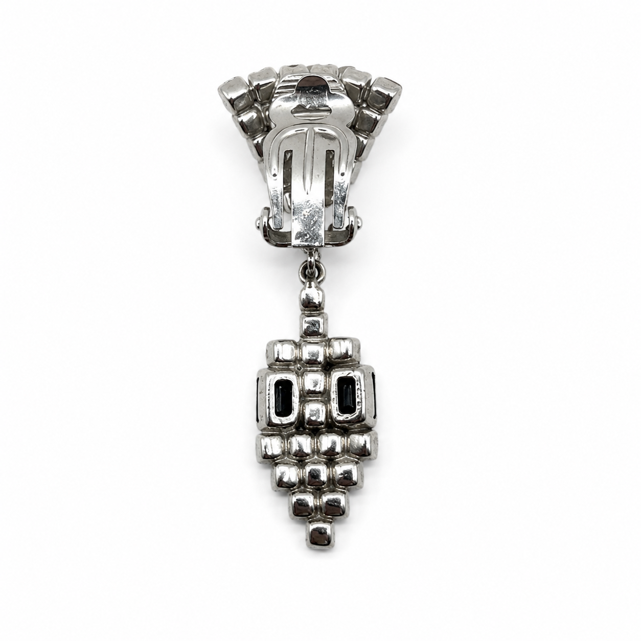 Vintage Christian Dior Rhinestone Dangle Clips On Earrings