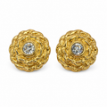 Vintage YSL Gold Tone Rhinestone Round Clips On Earrings