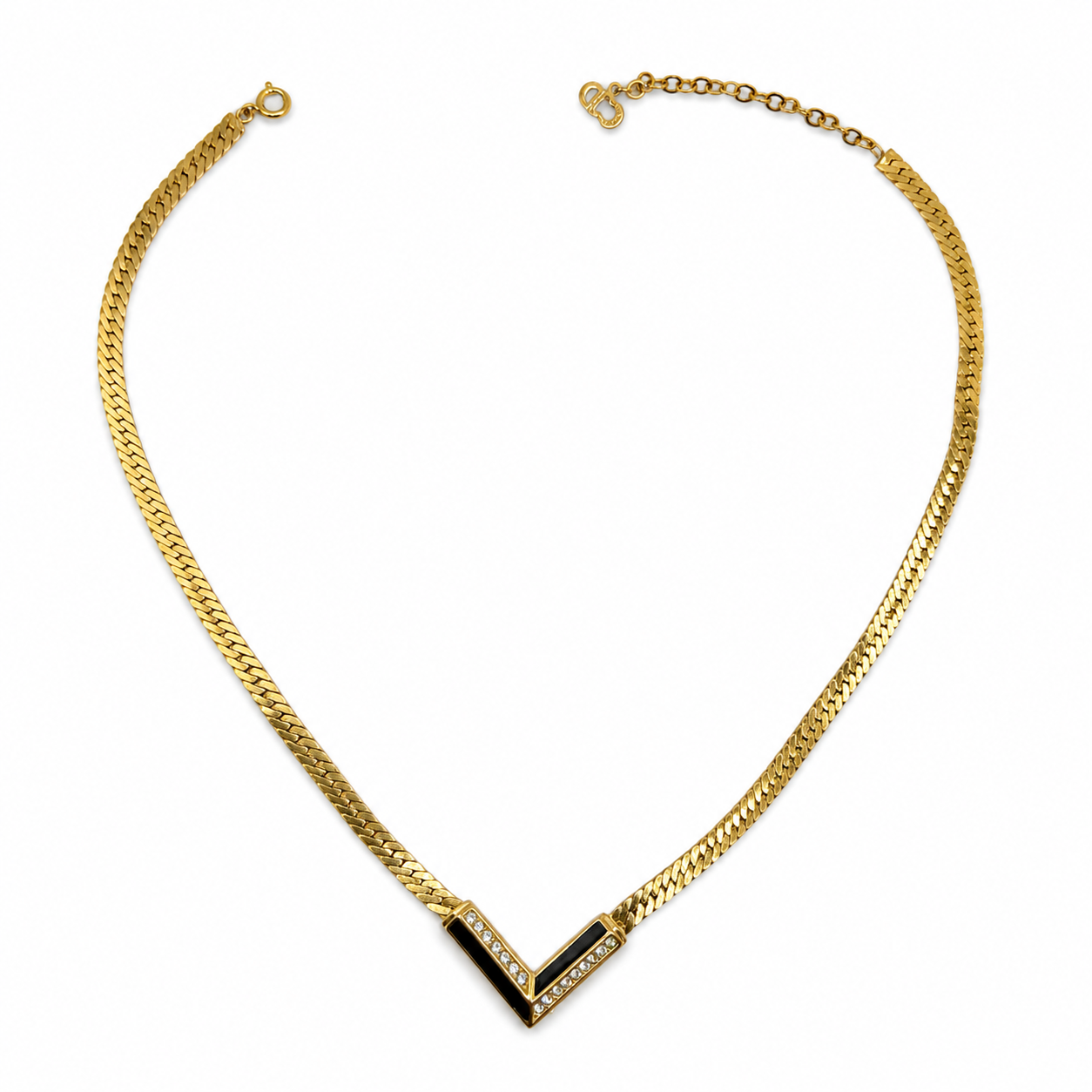 Vintage Christian Dior Germany V-Shape Gold Tone Necklace