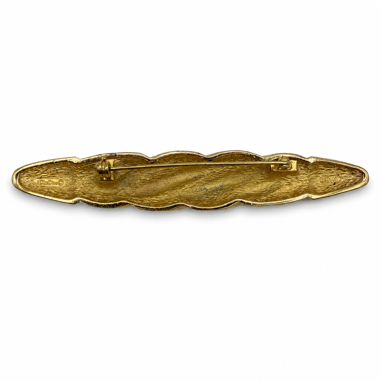 Vintage Christian Dior Rope Gold Tone Bar Brooch