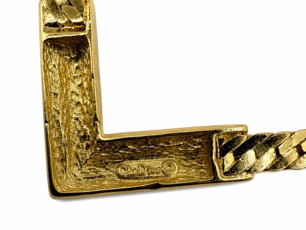 Vintage Christian Dior Germany V-Shape Gold Tone Necklace