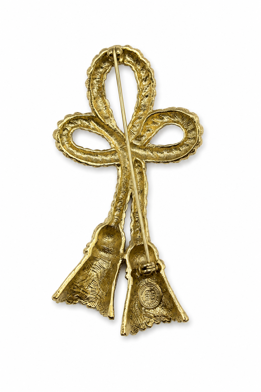 Vintage Givenchy Gold Tone Rope Bow Tie Brooch