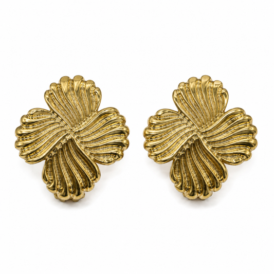 Vintage Givenchy Gold Tone Swirl Clips On Earrings