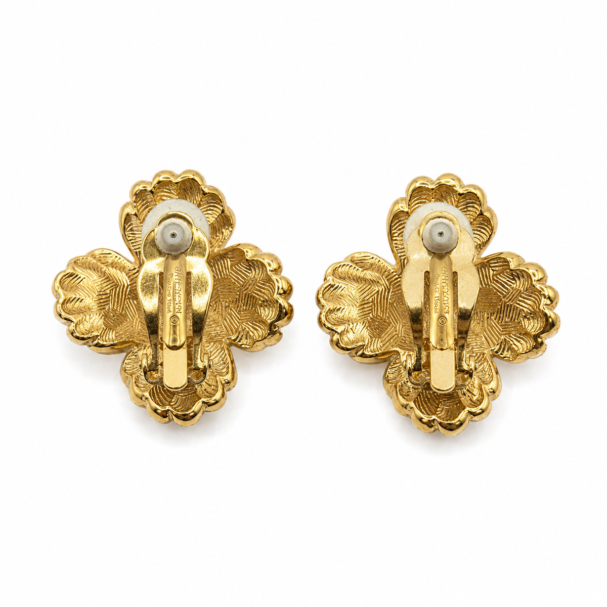 Vintage Givenchy Gold Tone Swirl Clips On Earrings