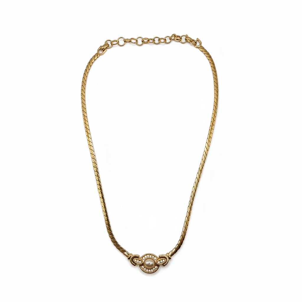 Vintage Christian Dior Faux Pearl Choker Necklace