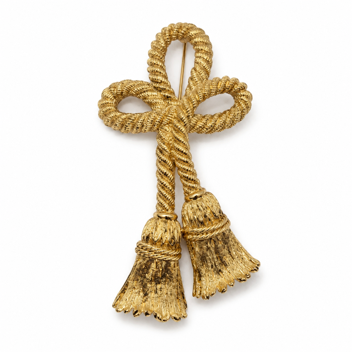 Vintage Givenchy Gold Tone Rope Bow Tie Brooch