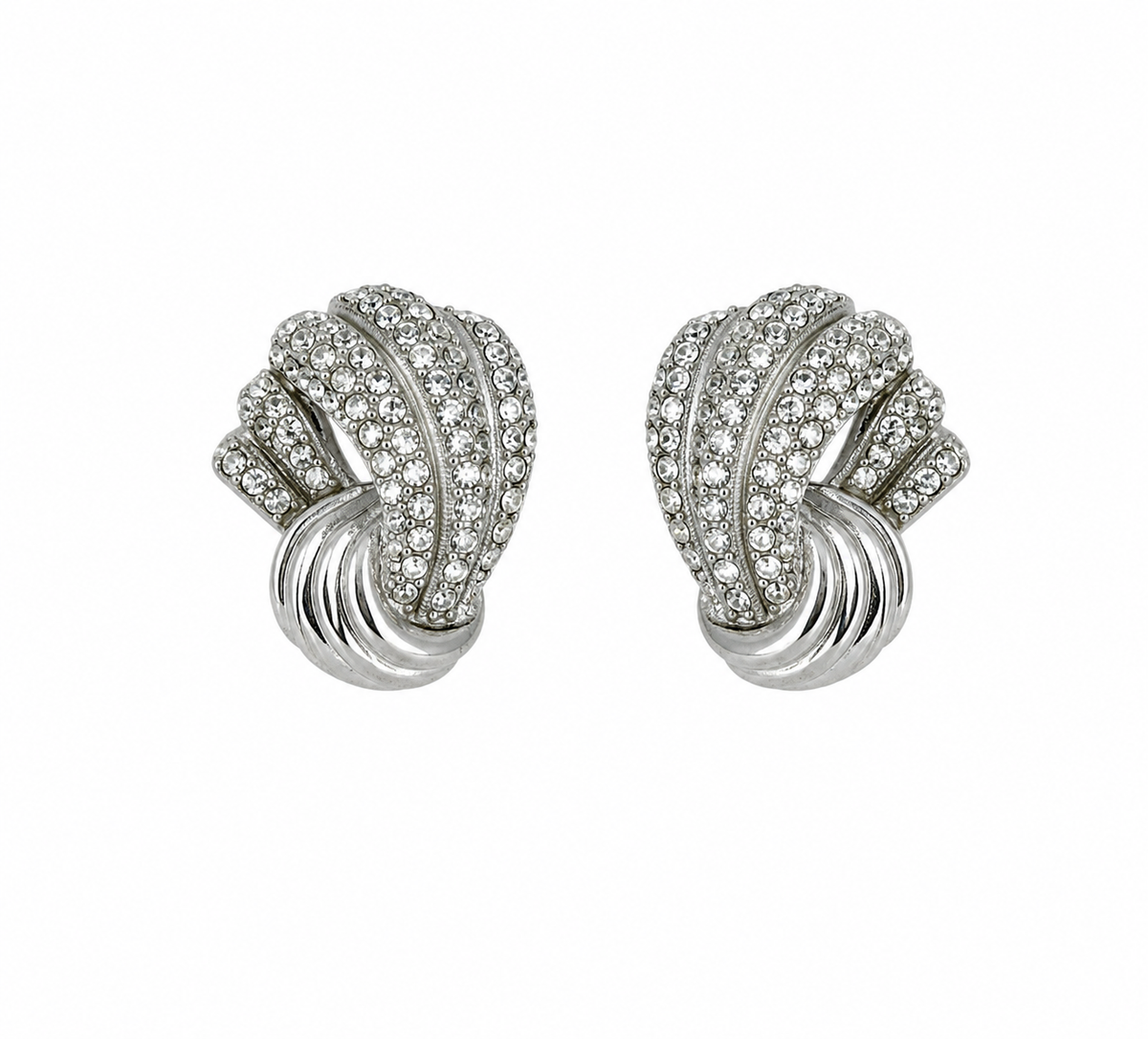 Vintage Givenhy Rhinestone ilver Tone Clips On Earrings